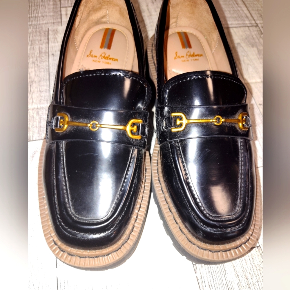 Sam Edelman  Girls Laurs Lug Sole Black platform loafers  Size 12 M